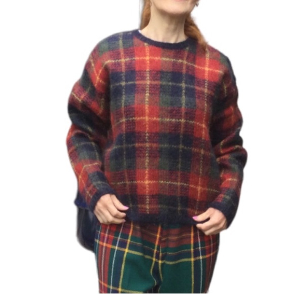 Vintage 1990s Paul Harris Design Tartan Knitted Sweater /